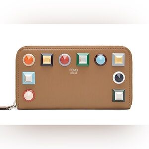 Fendi Tan Wallet with Multicolor Studs